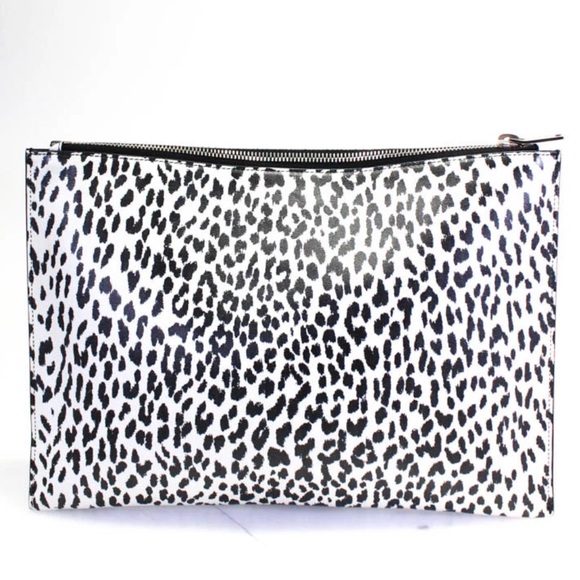 Saint Laurent White Black Cheetah Print Flat Clutch Bag - Picture 4 of 16